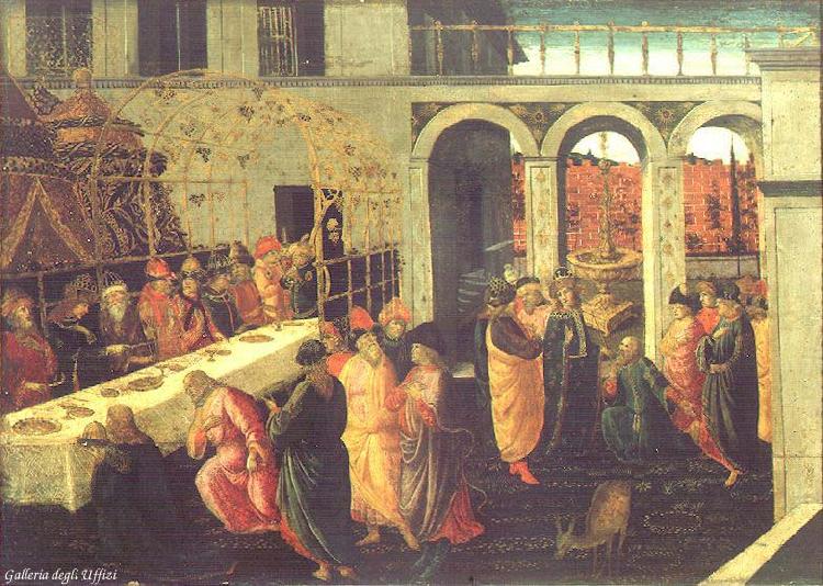 JACOPO del SELLAIO The Banquet of Ahasuerus wg oil painting image
